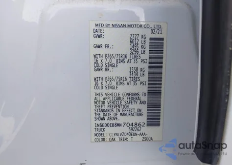 2021 Nissan Frontier from USA, damaged, VIN 1N6ED0EB8MN704862